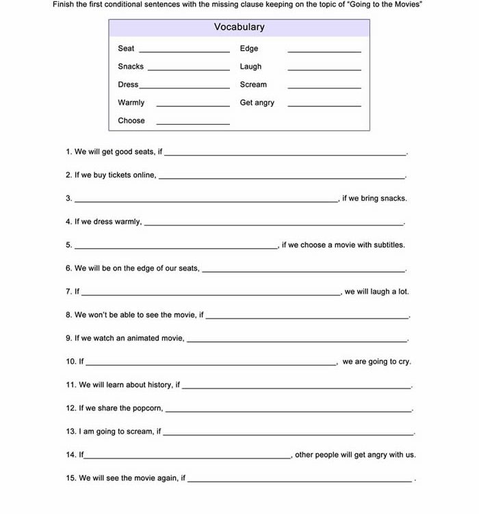 First Conditional Worksheet ESL