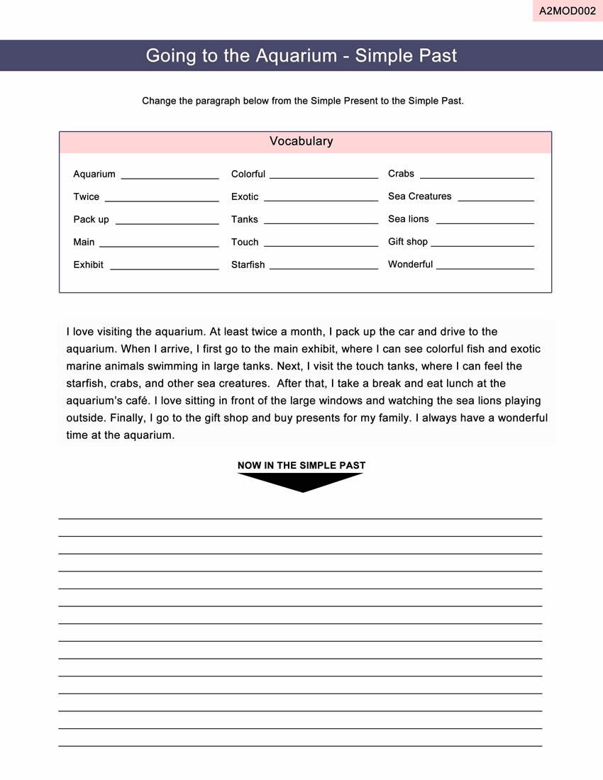 Simple Past Worksheet ESL