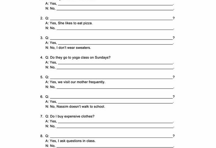 Present Simple Worksheet ESL