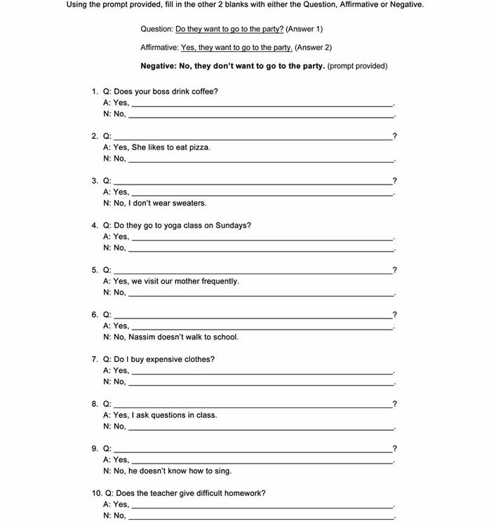 Present Simple Worksheet ESL