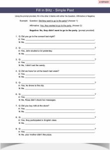 Simple Past Worksheet ESL