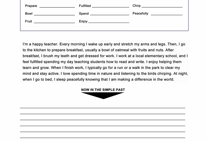 Simple Past Worksheet ESL