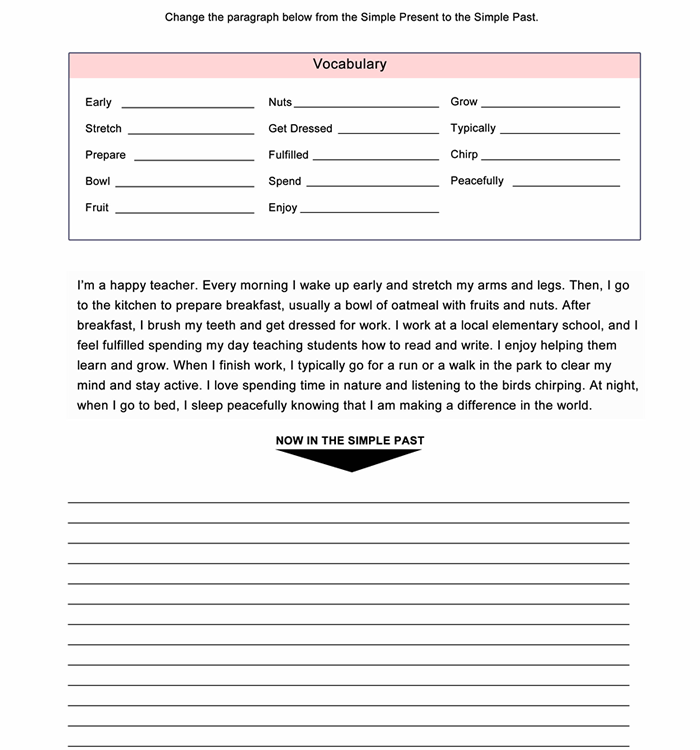 Simple Past Worksheet ESL