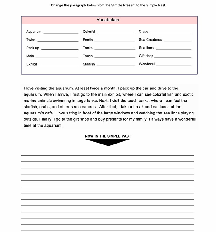 Simple Past Worksheet ESL