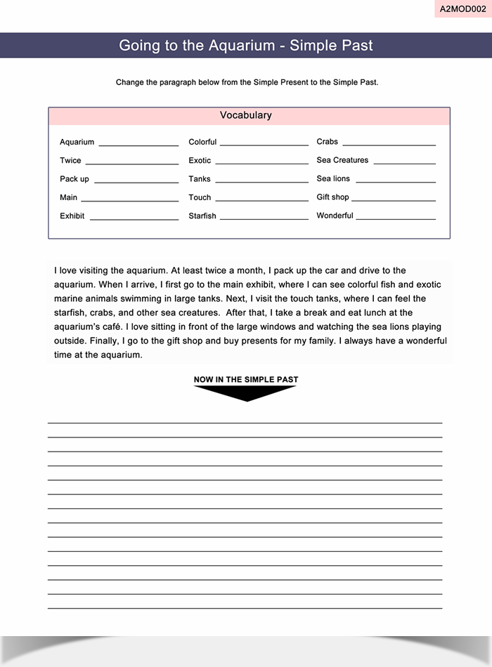 Simple Past Worksheet ESL