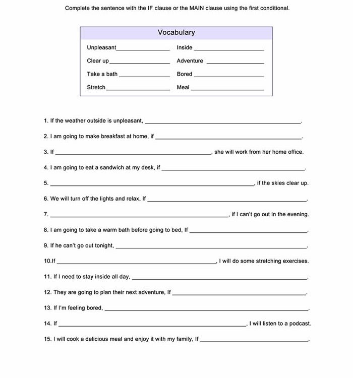 First Conditional Worksheet ESL