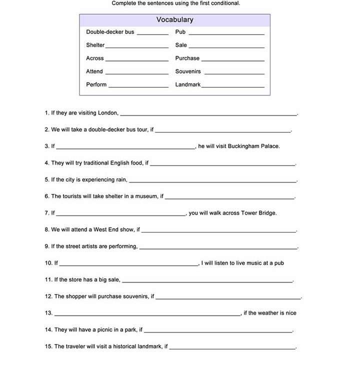 First Conditional Worksheet ESL