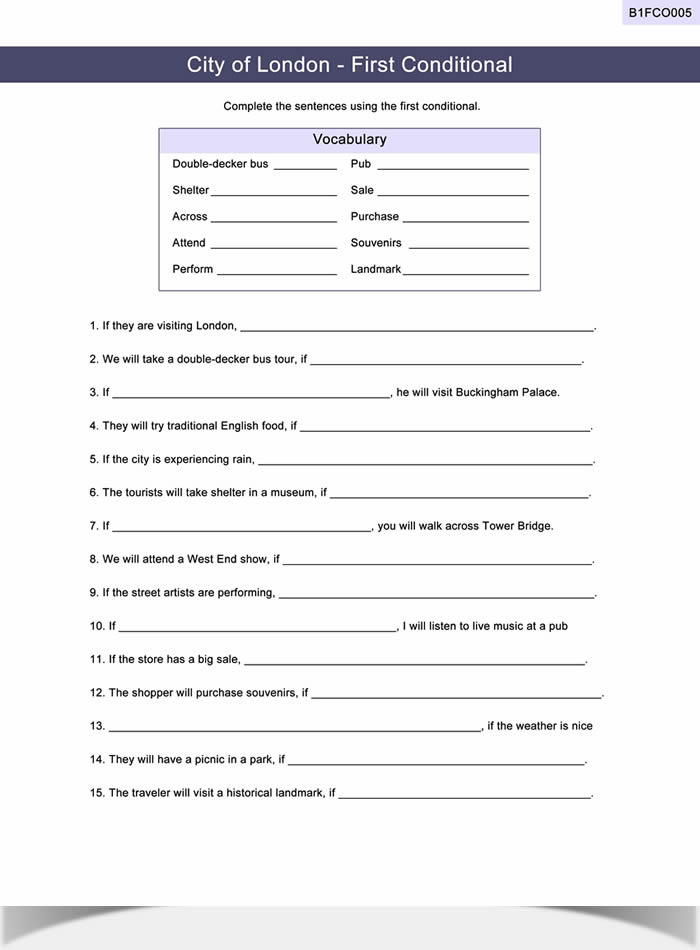 First Conditional Worksheet ESL