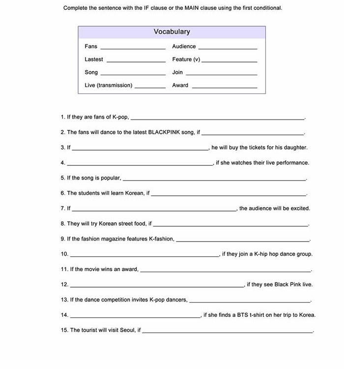 First Conditional Worksheet ESL