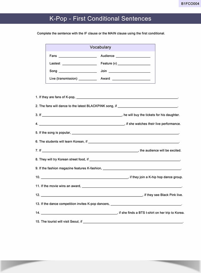 First Conditional Worksheet ESL
