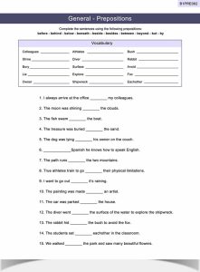 Prepositions Worksheet ESL