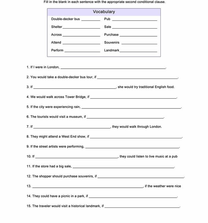 Second Conditional Worksheet ESL