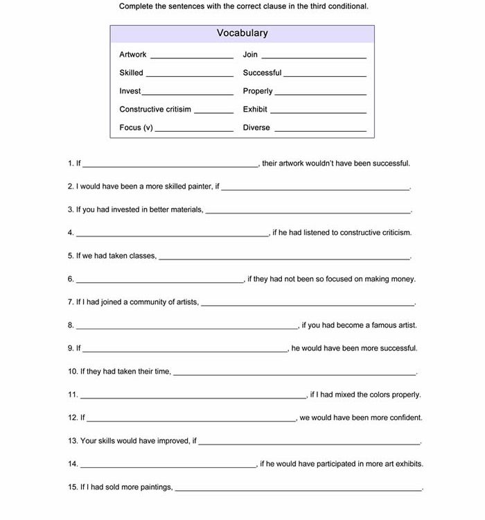 Third Conditional Worksheet ESL