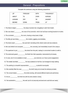 Prepositions Worksheet ESL