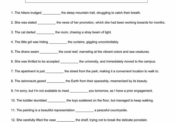 Prepositions Worksheet ESL