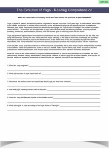 Reading Comprehension Worksheet ESL