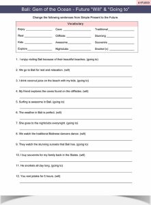 Future Will Going to Worksheet ESL