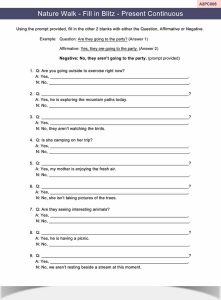Present Continuous Worksheet ESL