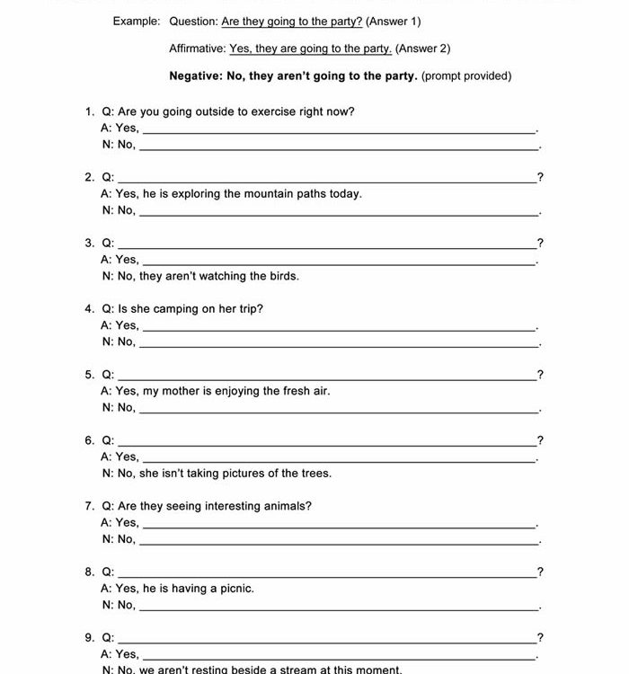 Present Continuous Worksheet ESL