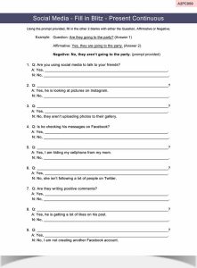 Present Continuous Worksheet ESL