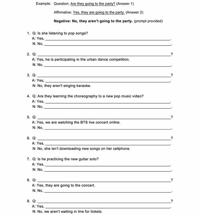 Present Continuous Worksheet ESL