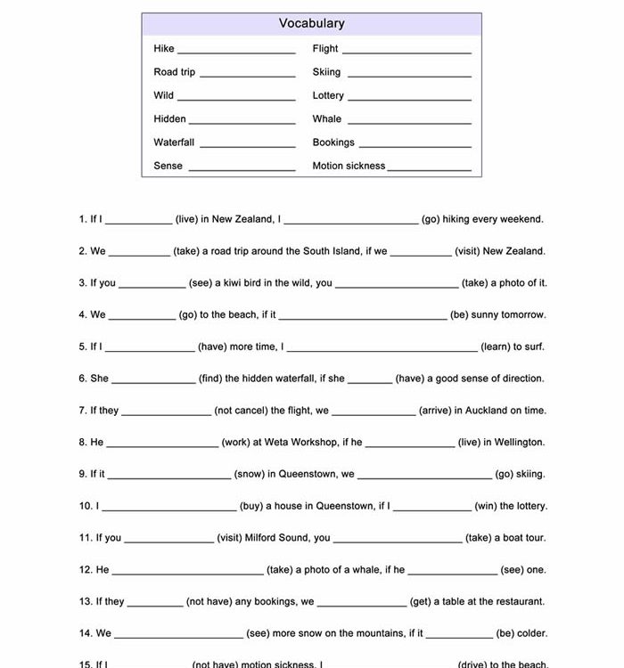 Second Conditional Worksheet ESL