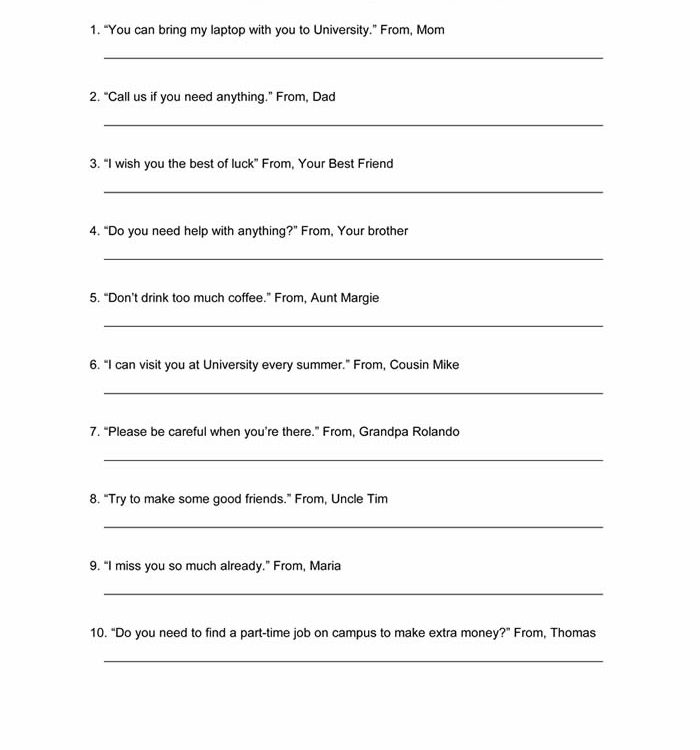 Reported Speech Worksheet ESL