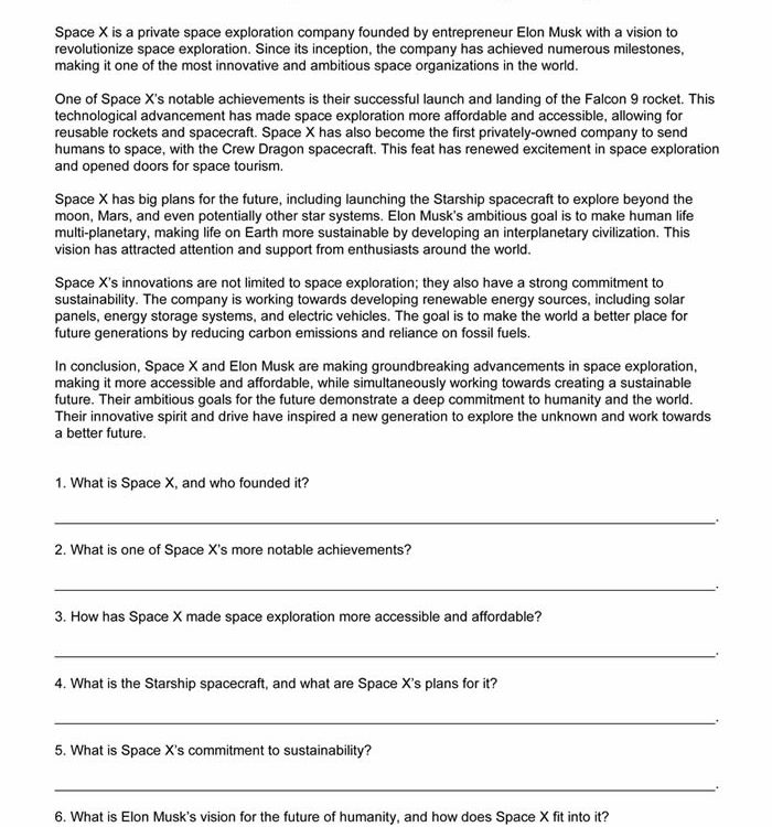 Reading Comprehension Worksheet ESL
