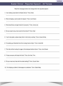 Reported Speech Worksheet ESL
