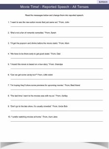 Reported Speech Worksheet ESL